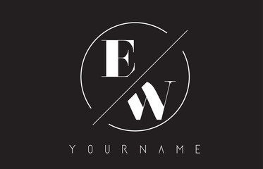 EW Letter Logo with Cutted and Intersected Design
