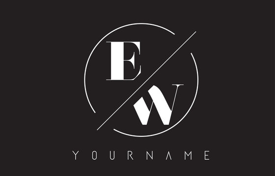 EW Letter Logo with Cutted and Intersected Design