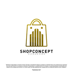 Fashion City Logo Concept Vector. Shopping center with Modern city Logo. shop and gifts symbol