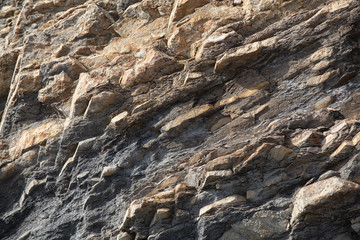Background - Texture - Stacked brown Stone Wall, Norway