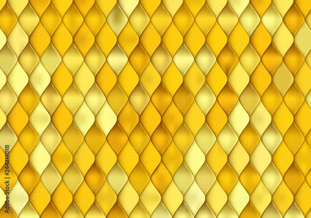 Poster gold fish scale texture. vector golden background with yellow