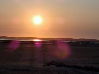 Sunset at atlantic ocean coast in the evening 