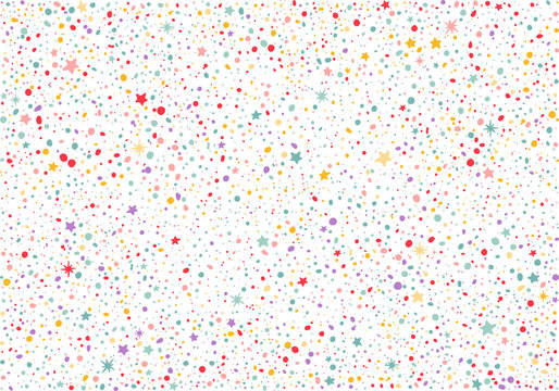 Seamless Pattern with Colorful Dots and Stars. Vector Party Background