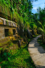 Carved in the stone ancient Gunung Kawi Temple with royal tombs