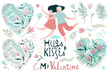 Valentines Clip art Collection Hearts and Lovers