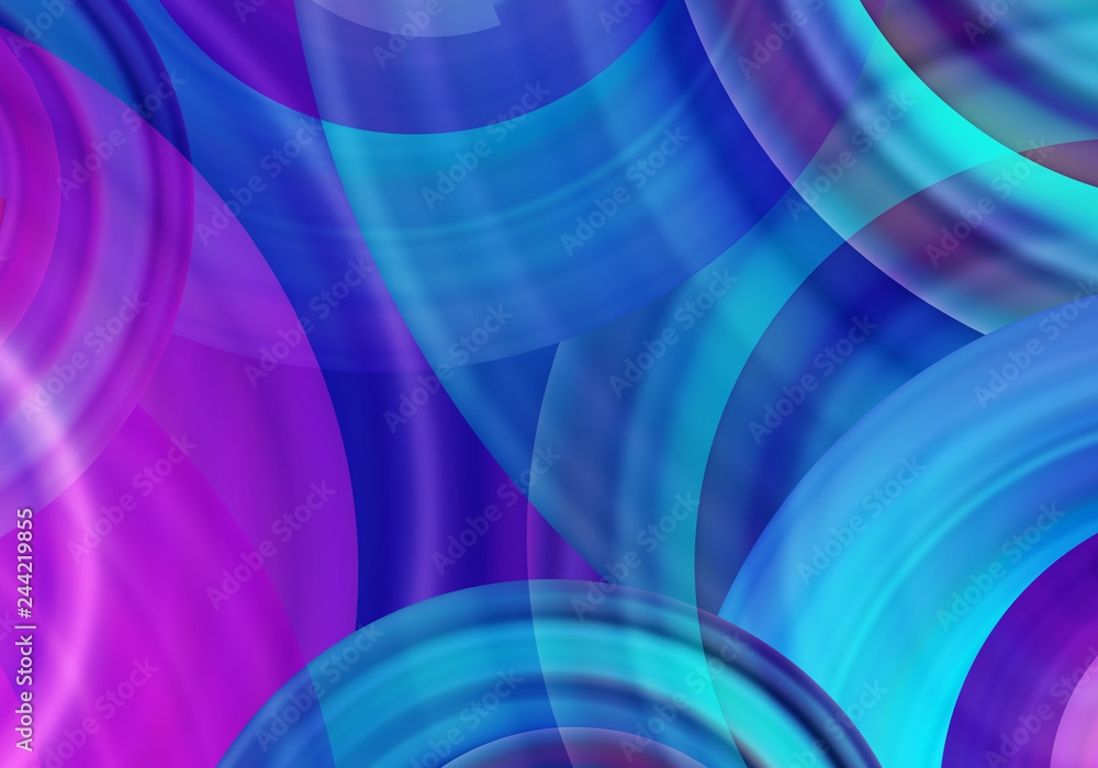 Aufkleber Abstract Background with Transparent Colorful Circles. Vector Neon Purple and Blue Texture