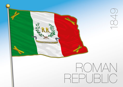 Roman Republic, historical flag, 1849, Ital
