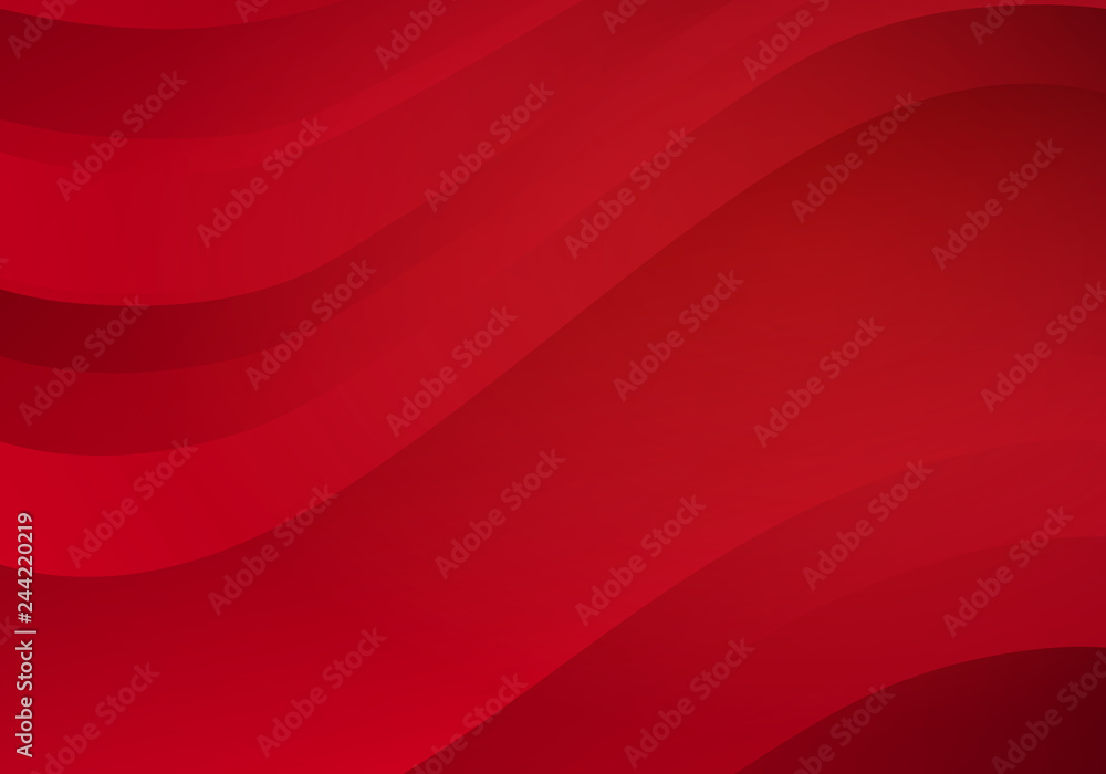 Fototapete Abstract Red Background with Waves. Vector Minimal Banner