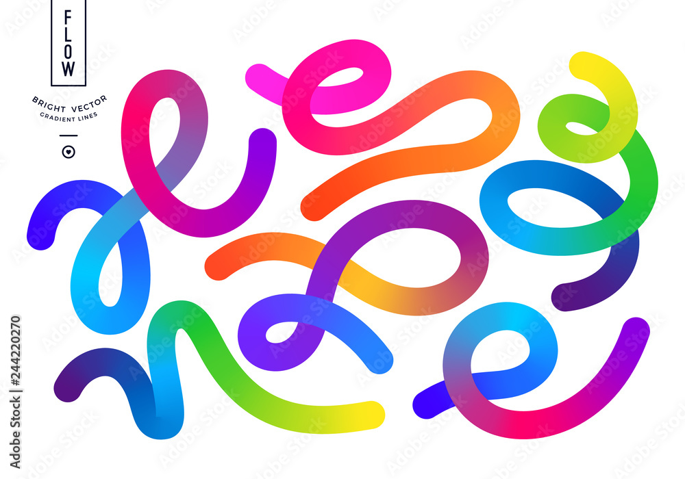 Poster Abstract Colorful Dynamic Lines Isolated on White Background. Vector Elements for Banners, Logos and Corporate Design