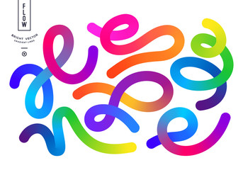 Fototapeta premium Abstract Colorful Dynamic Lines Isolated on White Background. Vector Elements for Banners, Logos and Corporate Design