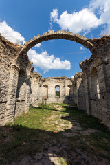 Fototapeta na wymiar Abandoned Medieval Eastern Orthodox church of Saint John of Rila at the bottom of Zhrebchevo Reservoir, Sliven Region, Bulgaria