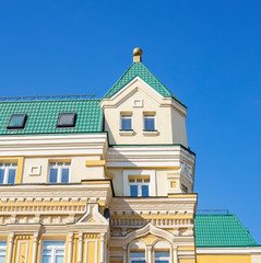 beautiful piece of architecture against a clear sky. sunny day