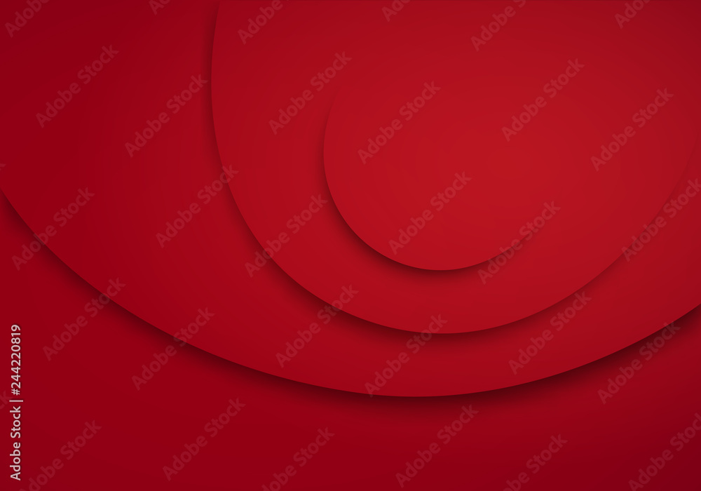 Poster Abstract Red Background with Circle Stripes. Vector Minimal Banner