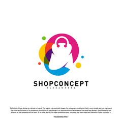 Colorful Shop Logo Design Concept. Shopping center Logo Vector. Shop and gifts symbol.