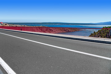 Red Iron Road Bridge over the canal. Zadar, Croatia.
