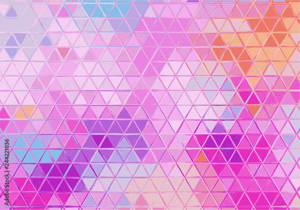 Aufkleber Abstract Geometric Background with Colorful Triangles. Pattern with Pastel Gradient. Vector Texture