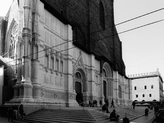 Bologna, Italy in December. Travel Pictures in Black and White and high contrast