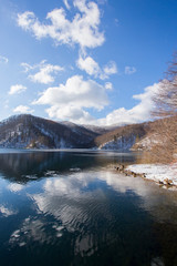 Plitvice lakes national park in Croatia in winter