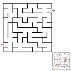 A square labyrinth. An interesting and useful game for children and adults. A simple flat vector illustration on a white background. With the decision.