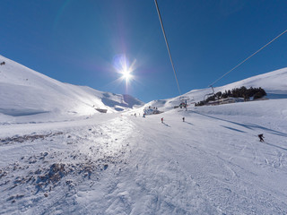Lift in ski resort in Kalavrita, Greece