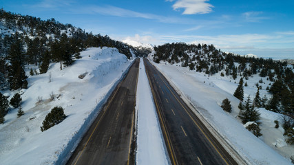 snowy mountain roads and transport