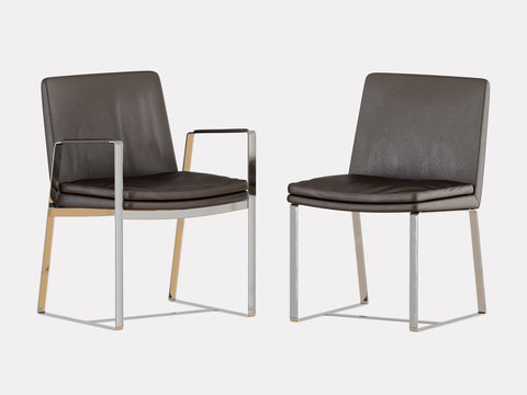 Two chairs brown leather on a white background 3d rendering