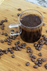 Tasse et grains de café