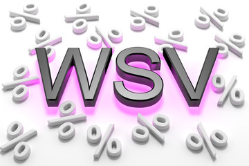 WSV - 3D Text - Winterschlussverkauf und Prozente lila leuchtend