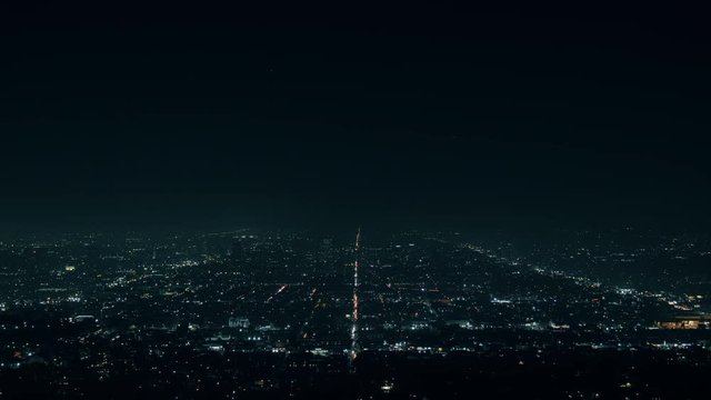 Los Angeles Grid at Night. a night view of Los Angeles Traffic and Population at night from the Griffith Observatory
