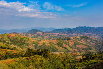 Fototapeta na wymiar Mountain views in the area of ​​Nan Province, Thailand