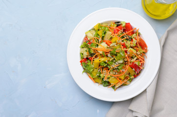 Fresh Vegetable Salad with Quinoa and Pumpkin Seeds, Vegetarian Meal