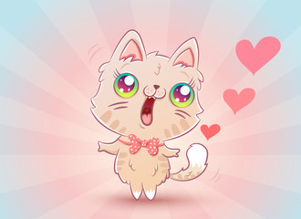 Obraz na płótnie Canvas Cute kitty with hearts