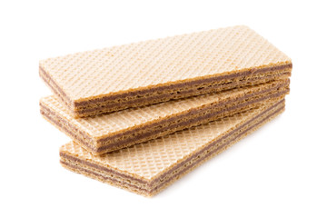 Chocolate wafers isolated on white background
