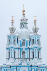 Winter view of Smolny Convent with the Smolny Cathedral, Saint Petersburg, Russia