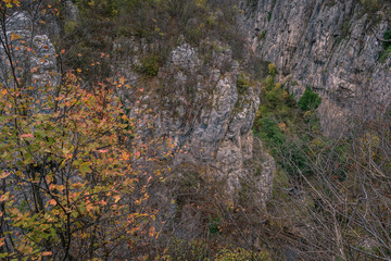 Magnificent autumn view from the mountain above Dryanovo monastery.