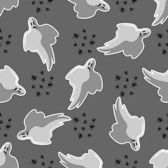 Obraz premium Halloween seamless pattern design with ghost and spider