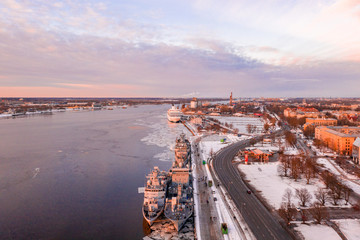 January 25, 2019. Riga, Latvia. The German frigate F 221 