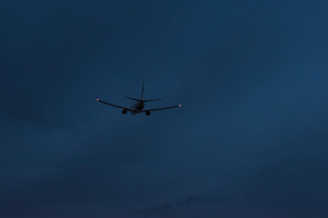 Take-off plane in the evening from the airport.