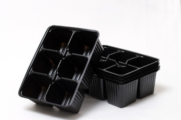 Black plastic seedling cassettes for flower and vegetable crops