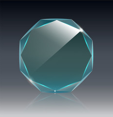 Realistic Blank Vector Glass Trophy Award .Realistic 3D design. Vector transparent object 10 eps.