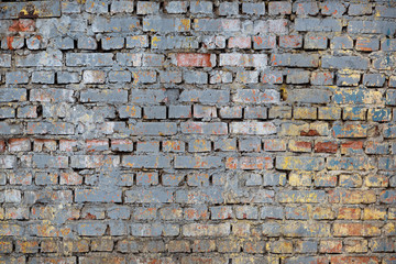 brick wall of red color. Old brick wall.Aged grunge wall background. Texture