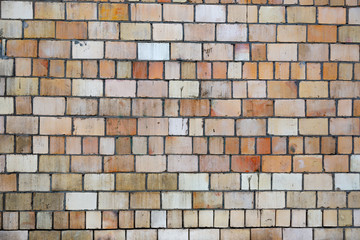 brick wall of red color. Old brick wall.Aged grunge wall background. Texture