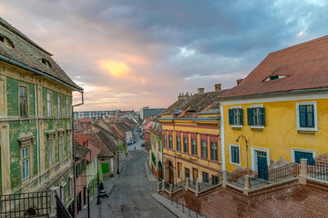 A view to the center part of the Sibiu, in the Transylvania region, Romania