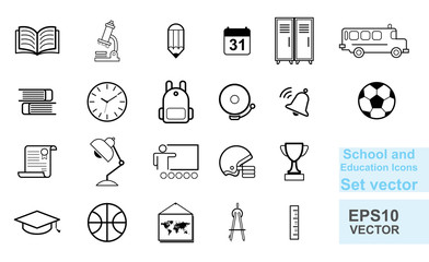 school and education line icons set vector free hand style illustration