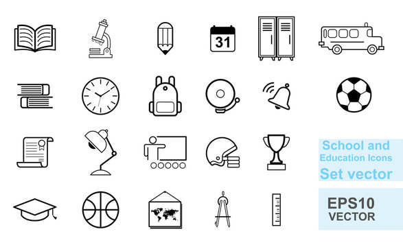school and education line icons set vector free hand style illustration