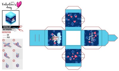 bright pattern box for valentine's day with cupid pig