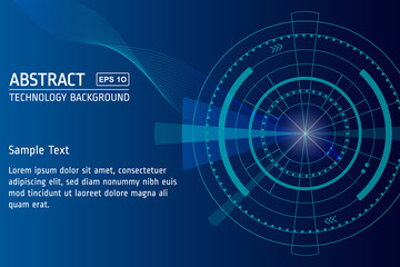 Abstract technology background vector. A HUD shape, decorative wavy lines with dark and ligth blue colors. For websites, banners, cool designs, technology concept. Eps 10 vector.