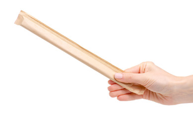 Sushi sticks asian in hand on a white background isolation