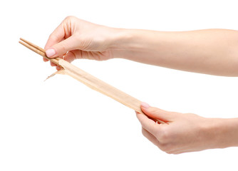 Sushi sticks asian in hand on a white background isolation