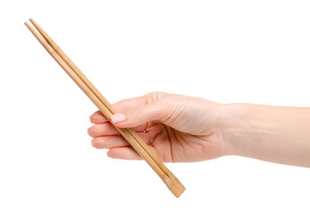 Sushi sticks asian in hand on a white background isolation
